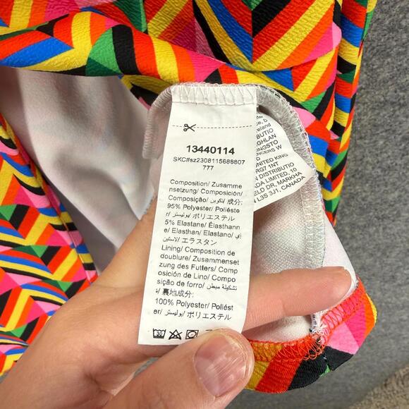 Shein Blazer Women 2XL Orange Geometric One Button Long Sleeve Collared Lined - Picture 4 of 7